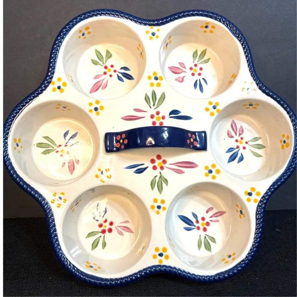 Temp-tations Old World Confetti Ceramic Cupcake Muffin Pan Colorful Bakeware